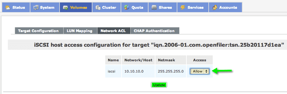 Network ACL openfiler