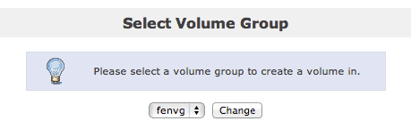 select volume group openfiler