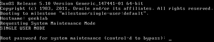 Solaris 10 single user mode