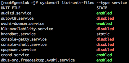 systemd service units status