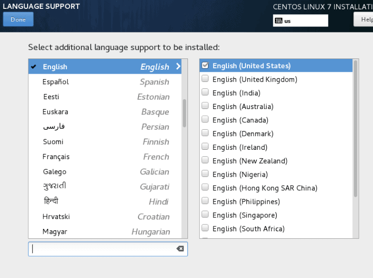 language support CentOS RHEL 7 installation