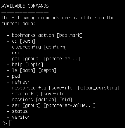targetcli available commands