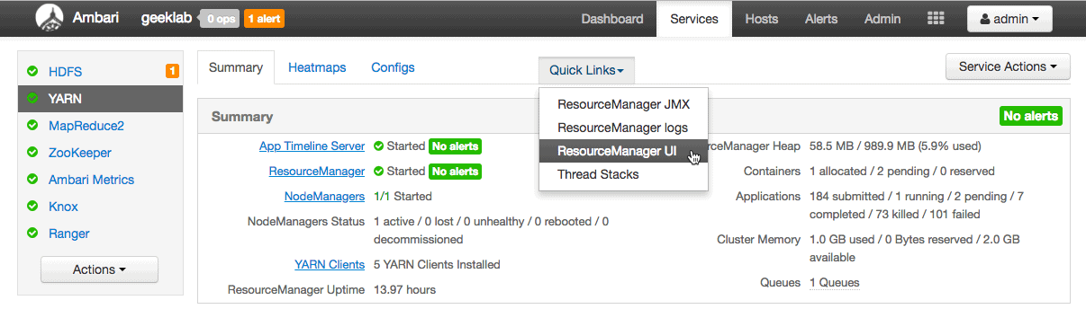 ResourceManager UI from ambari HDPCA exam objective