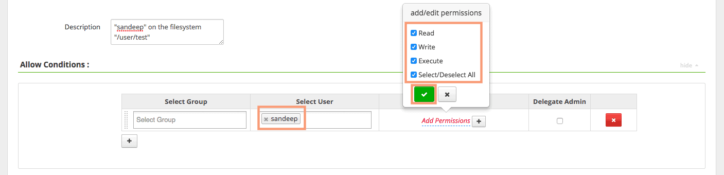 User and group permissions create a new HDFS Ranger policy