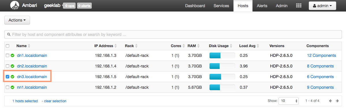 select NodeManager to be decomissioned in ambari dashboard