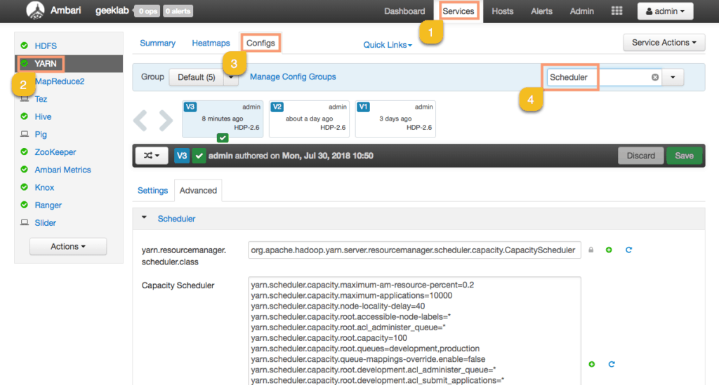 How to configure Capacity Scheduler Queues Using YARN Queue Manager