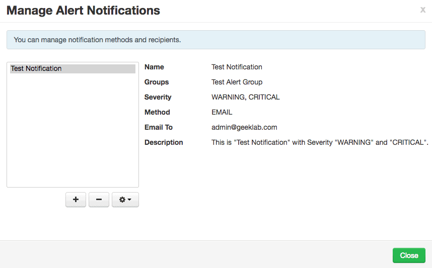 verify the newly created notification in ambari
