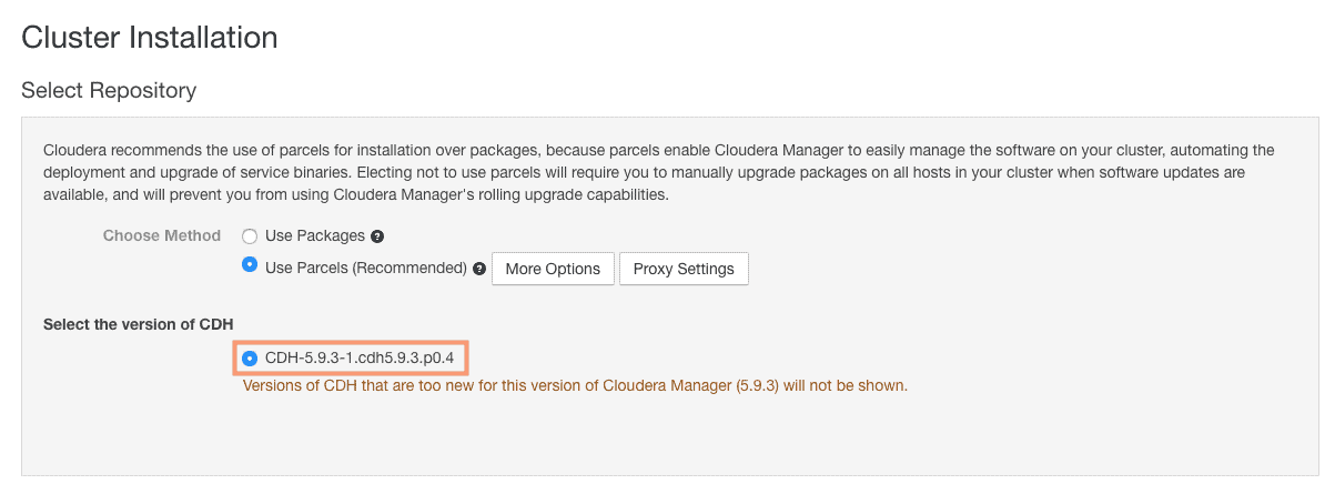 Select the version of CDH CCA 131 installing CDH using cloudera manager
