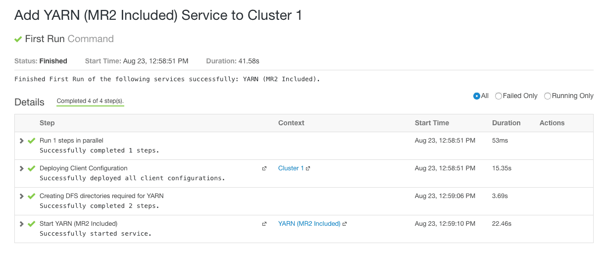 add service using cloudera manager - installation completion CCA 131
