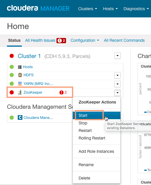 recommission hosts in Cloudera manager - start any stopped services CCA 131