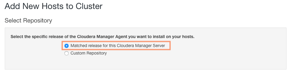 select repository - matched release for this Cloudera Manager Server CCA 131