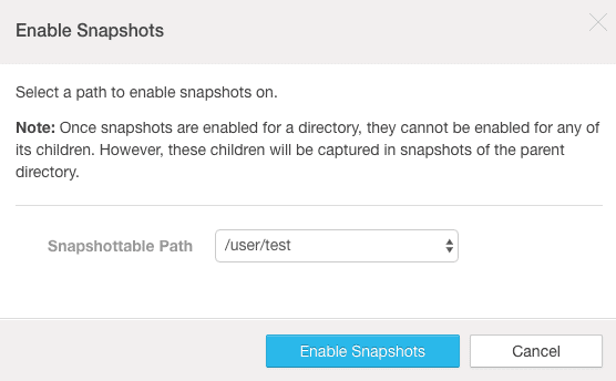 select path to enable snapshot from Cloudera Manager CCA 131