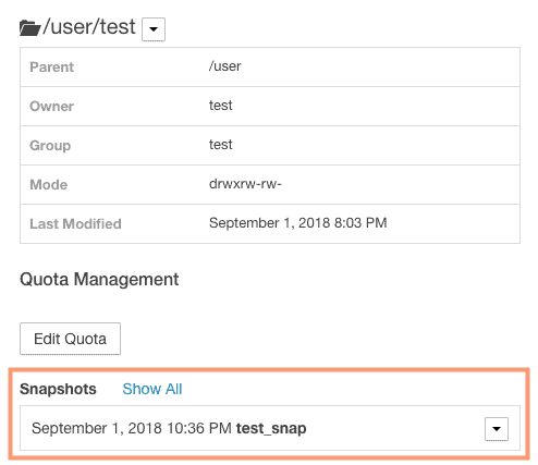 view HDFS snapshots in Cloudera Manager