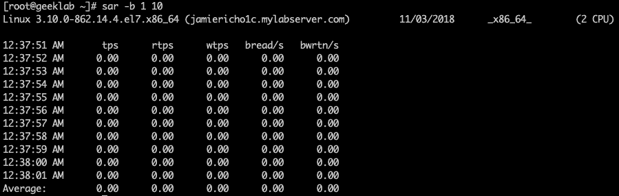 view io statistics with sar command in linux