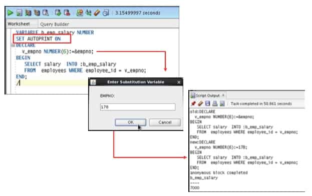 Using AUTOPRINT with Bind Variables in pl sql