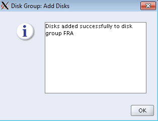 disk added successfully to ASM