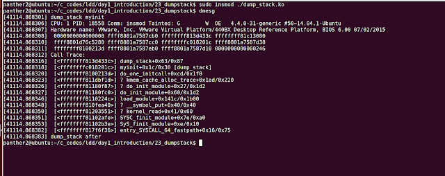 dump_stack() to print the stack trace of module loading